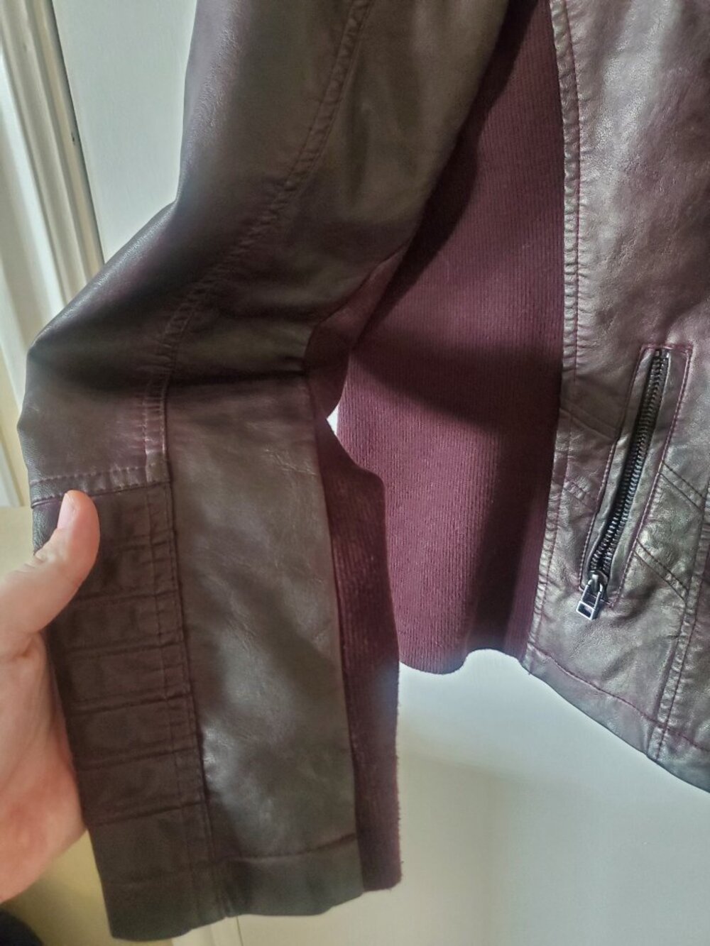 Maurices burgundy hooded faux leather jacket - Picture 4 of 5
